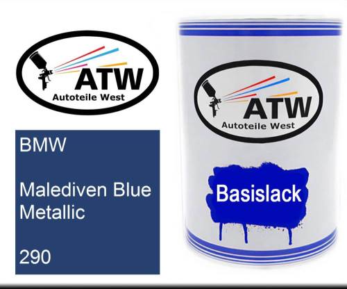 BMW, Malediven Blue Metallic, 290: 500ml Lackdose, von ATW Autoteile West.